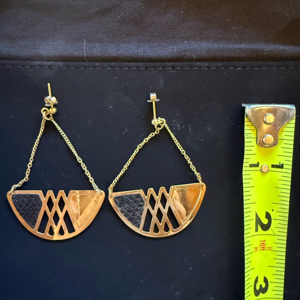 Gold and Black Geometric Earrings